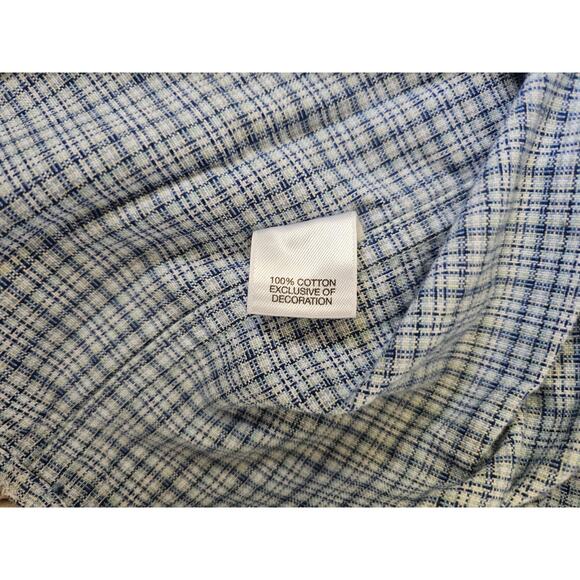 Cremieux Classics Shirt, Mens Large, White, Blue Plaid, Short Sleeve Button Down - Picture 7 of 9